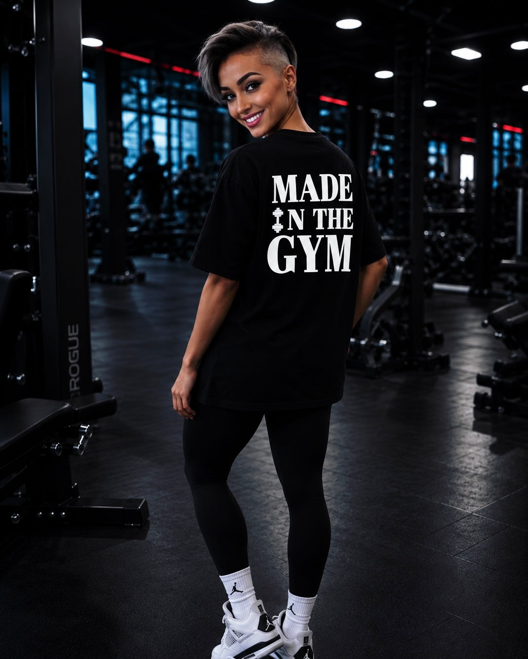Tricou GYM WAR Negru Oversized Femei