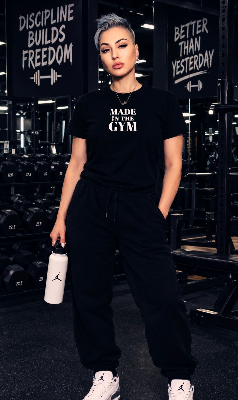 Tricou GYM BUILDT Negru Oversized Femei