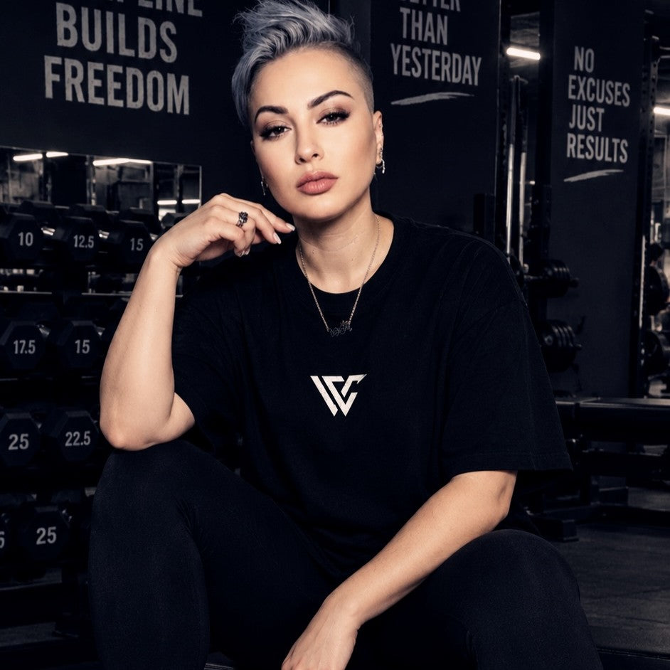 Tricou GYM WAR Negru Oversized Femei