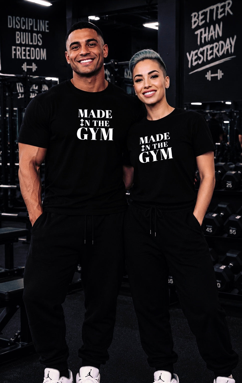 Tricouri GYM MATCH MADE Negre Oversized Cupluri