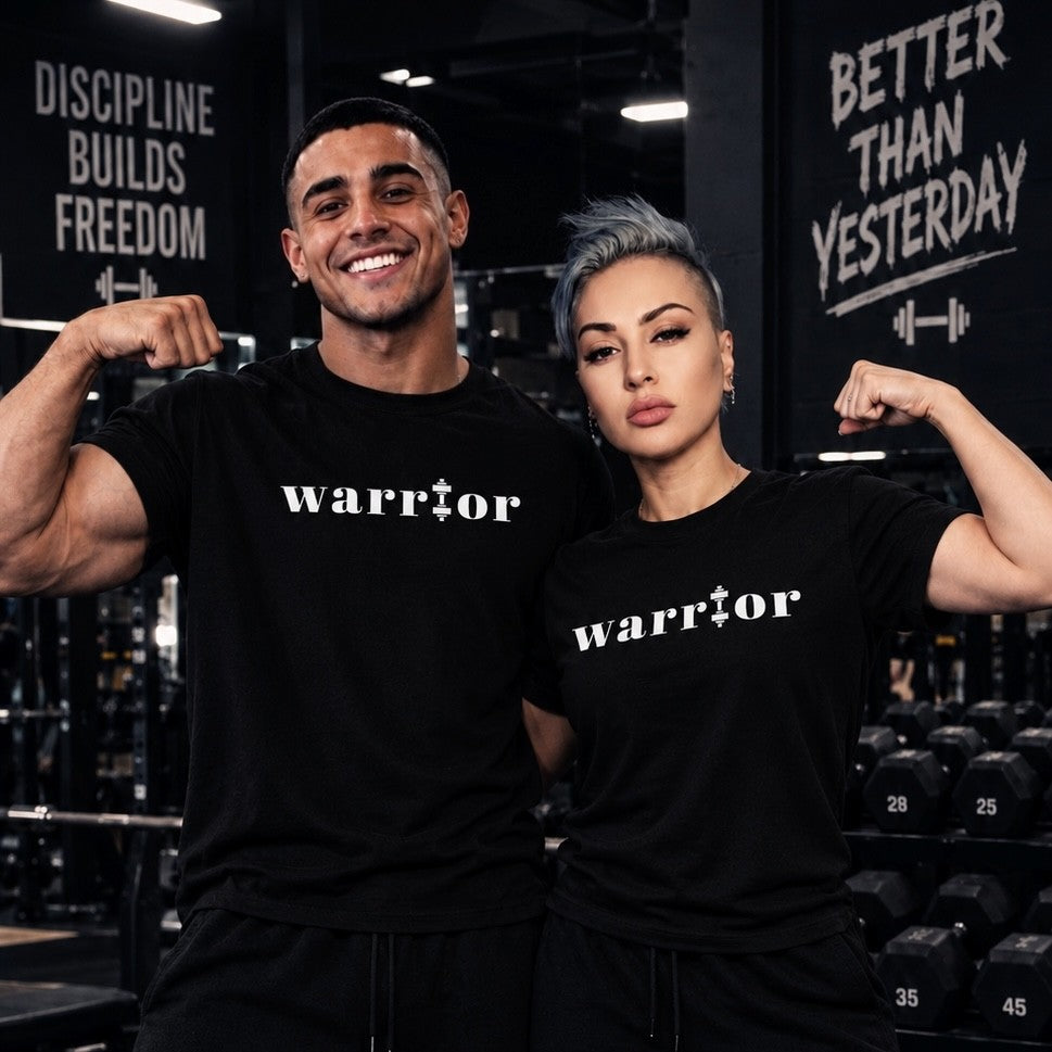 Tricouri GYM WARRIORS Negre Oversized Cupluri